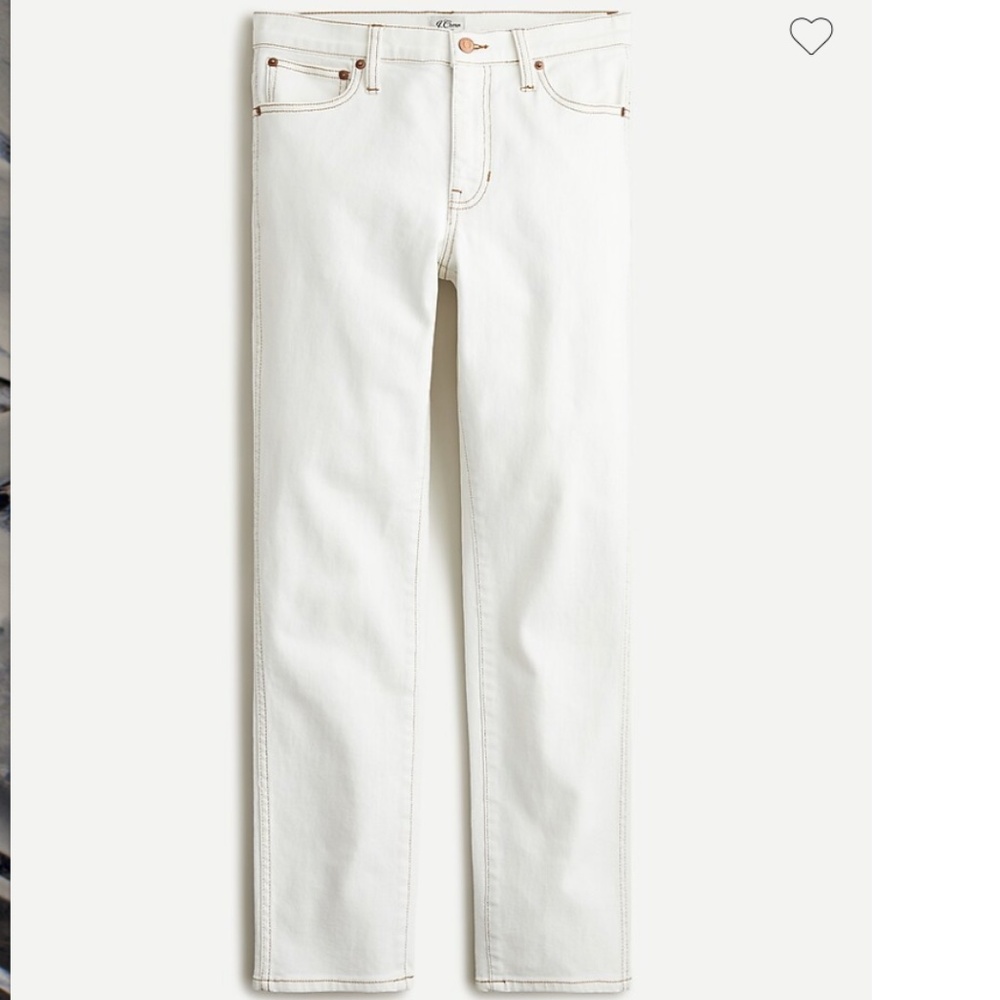 J. Crew 9" vintage straight jean in white with gold stitching P26